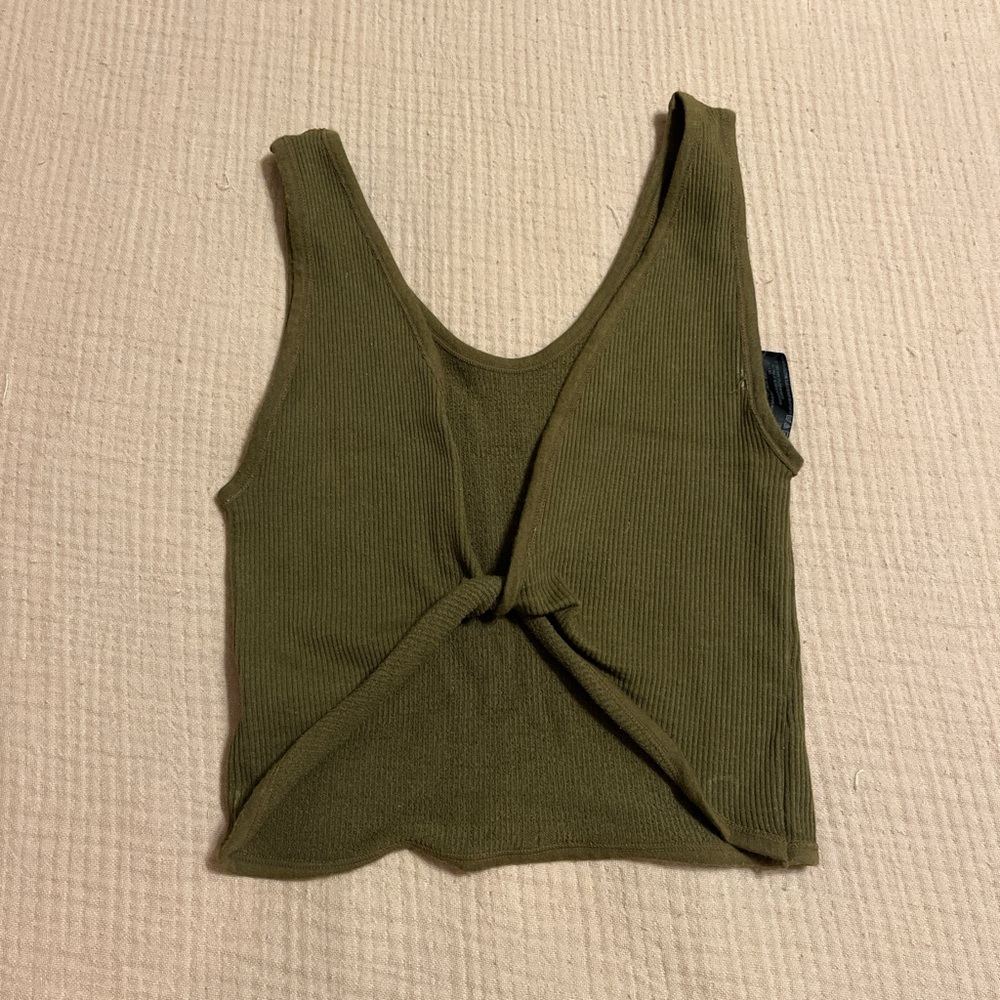 Urban Outfitters Green Tie Front Crop Tank Top